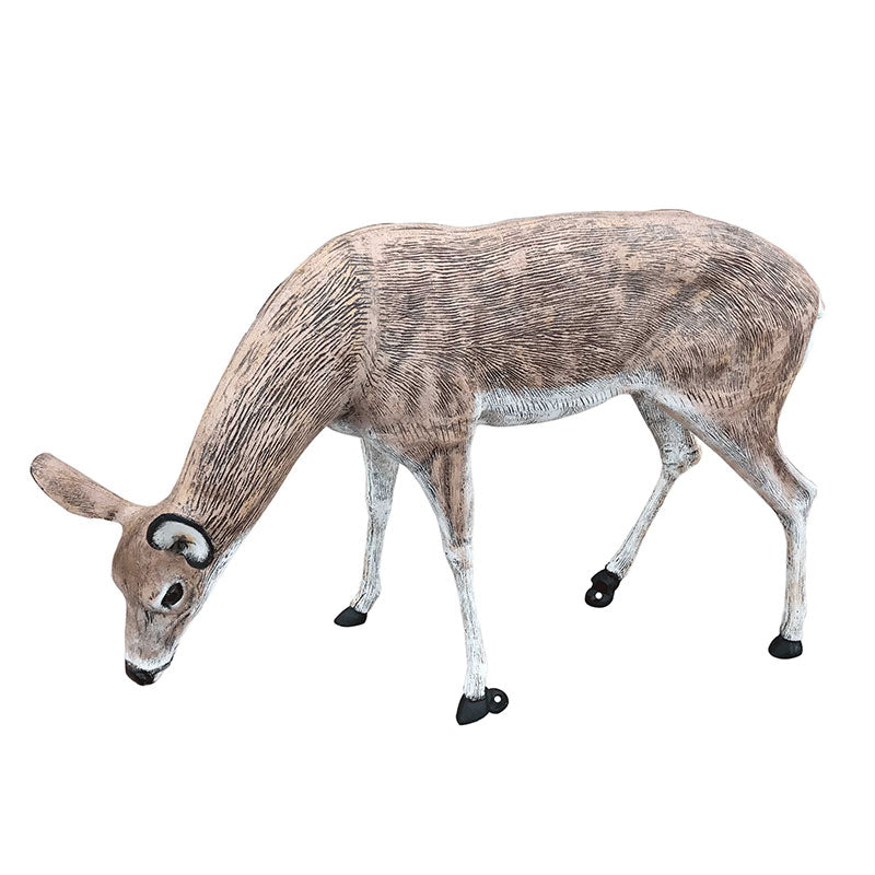 Grazing Deer Doe in Natural Color Aluminum Garden Decor