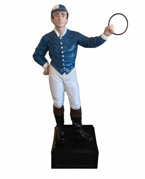 English Jockey Custom Painted Blue Aluminum Home Decor