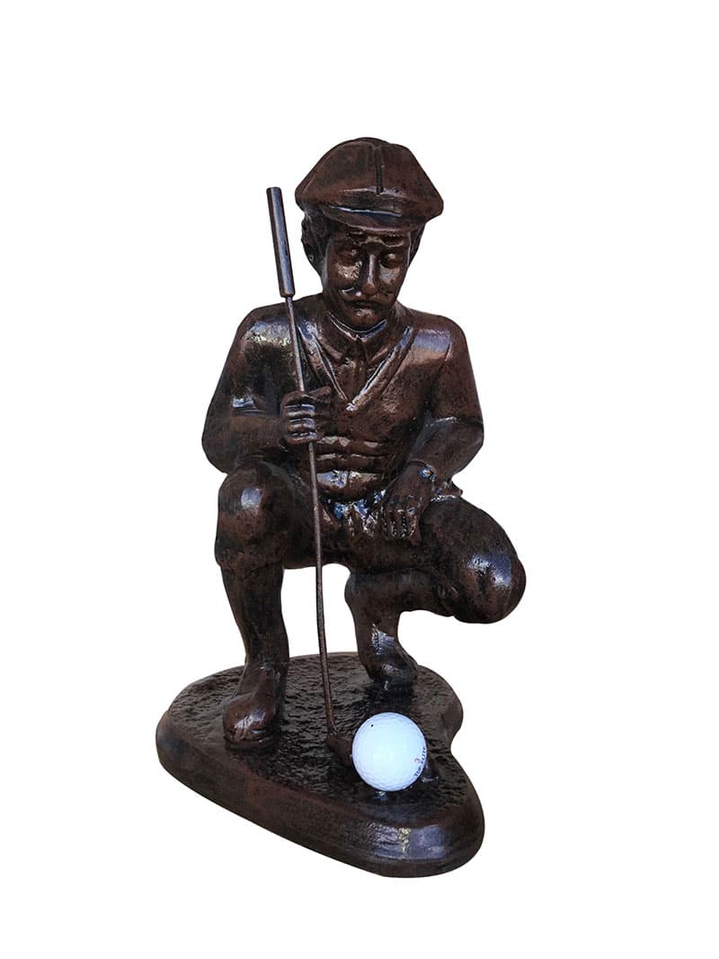 Kneeling Golfer Bronzed-like Colored Aluminum Home Decor
