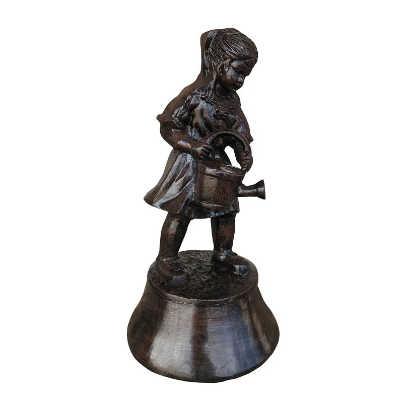 Girl with Watering Can Bronzed-like Colored Aluminum Outdoor Decor