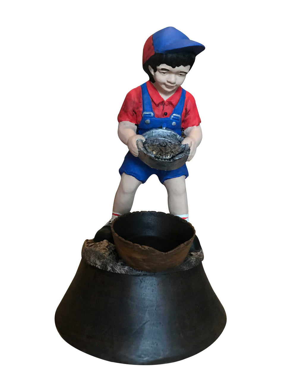 Boy Panning Gold Aluminum Garden Decor