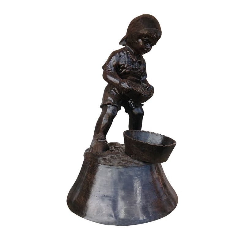 Boy Panning for Gold Bronzed-like Colored Aluminum Outdoor Decor
