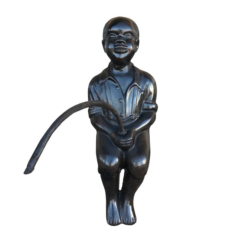 Big Fishing Boy Sitting Aluminum Outdoor Decor