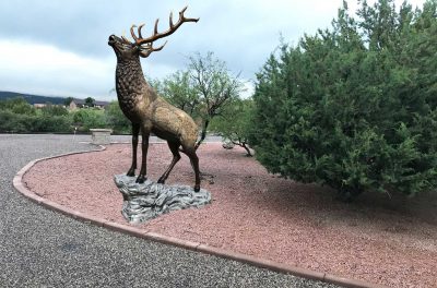 Elk on the Rock in Natural Color Aluminum Statue for Outdoor Decor