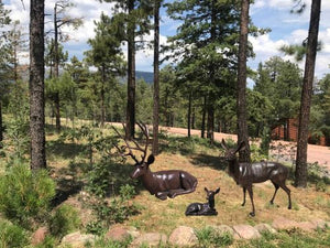 Family of Deer (Set E) Aluminum Garden Statues in Bronzed Finished Paint