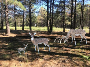 Family of Deer in Natural Color (Set C) Aluminum Garden Statues