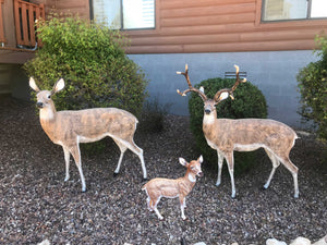 Family of Deer in Natural Color (Set A) Aluminum Garden Statues