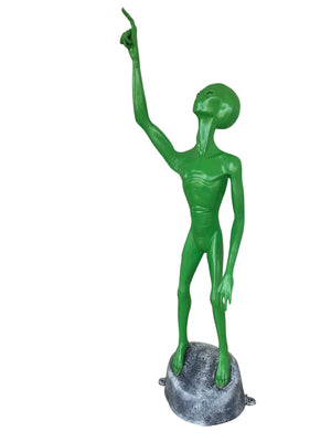 Green Alien with Finger Pointing Aluminum Indoor/Outdoor Décor