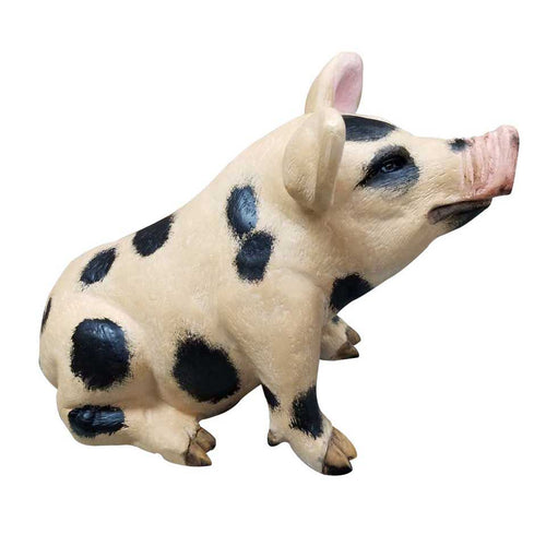 Custom Colored (Beige & Black) Baby Pig Sitting Aluminum Garden Statues