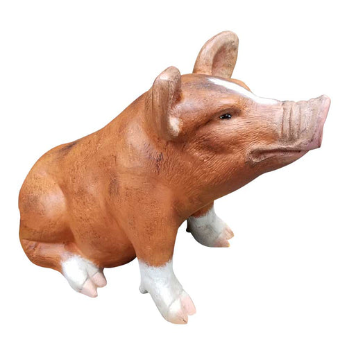 Custom Colored (Brownish) Baby Pig Sitting Aluminum Garden Statues