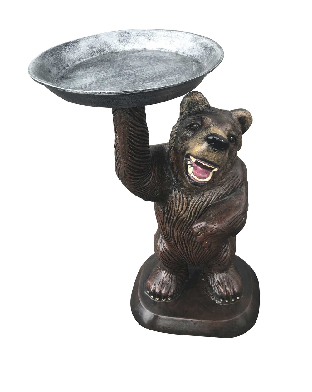 Bear Holding a Tray (Natural Color) Aluminum Home Statues