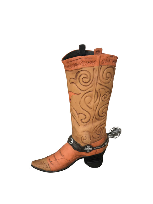 Custom Painted Cowboy Boot Planter Aluminum Home Decor