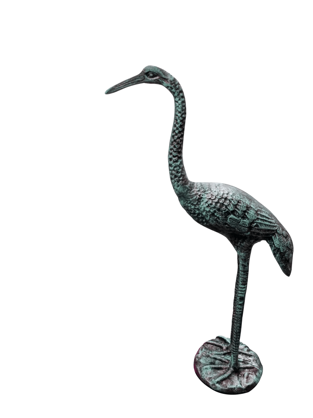 Standing Crane Head Up (Verdi Color) Aluminum Garden Decor