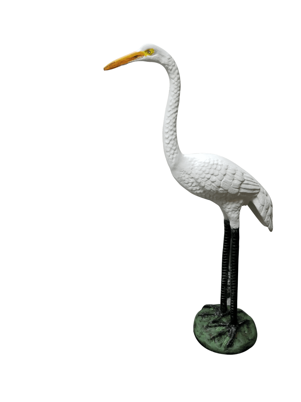 Standing Crane Head Up (Custom Painted White) Aluminum Garden Decor