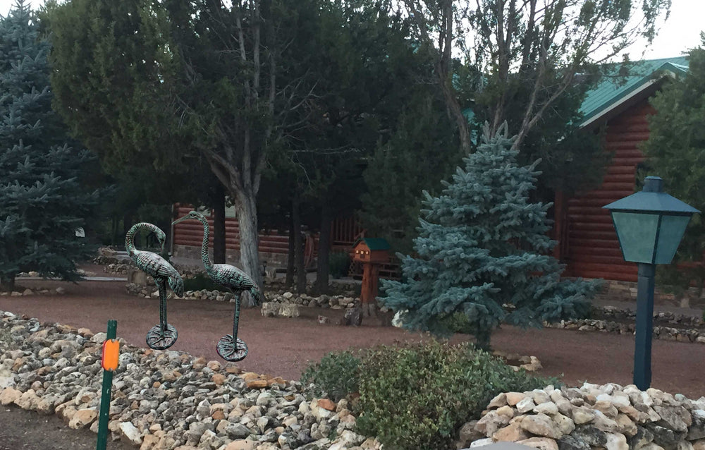 Custom Painted Pair of Crane Aluminum Garden Decor