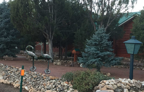 Custom Painted Pair of Crane Aluminum Garden Decor