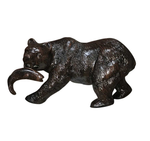 Desk Bear with Fish Aluminum Home Decor