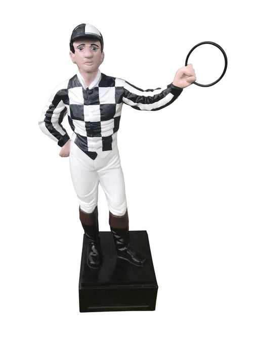 English Jockey Custom Painted Checkered Aluminum Home Decor