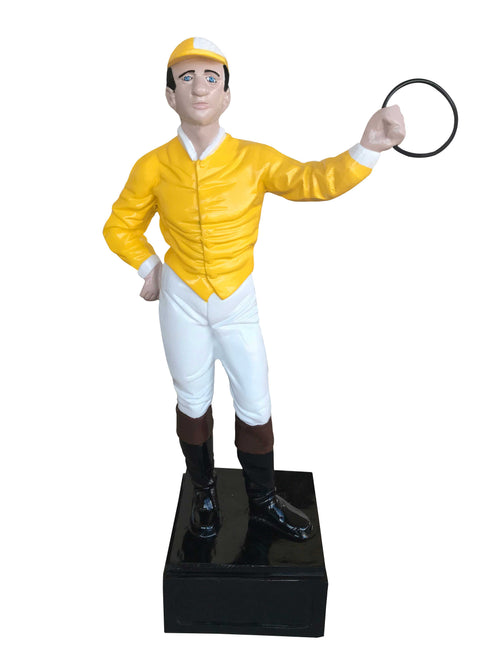 English Jockey Custom Painted Yellow Aluminum Home Decor