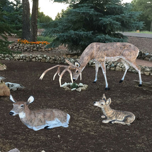 Family of Deer in Natural Color (Set E) Aluminum Garden Statues