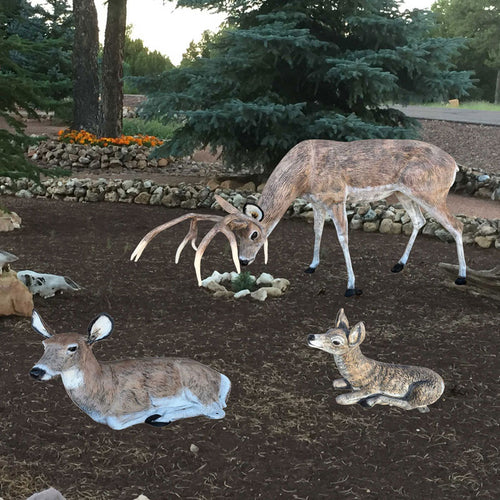 Family of Deer in Natural Color (Set E) Aluminum Garden Statues