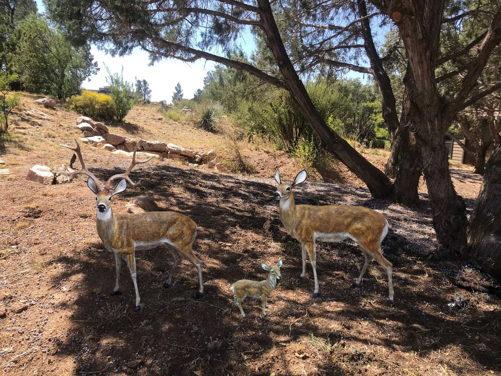 Family of Deer in Golden Color (Set H) Aluminum Garden Statues