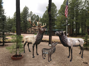 Family of Elk in Natural Color Aluminum Outdoor Statues