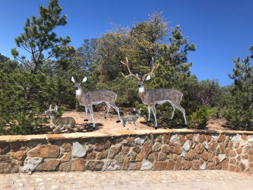 Family of Deer 4-Piece in Natural Color (Set J) Aluminum Garden Statues