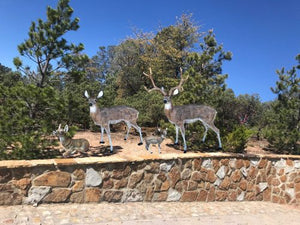 Family of Deer 4-Piece in Natural Color (Set J) Aluminum Garden Statues