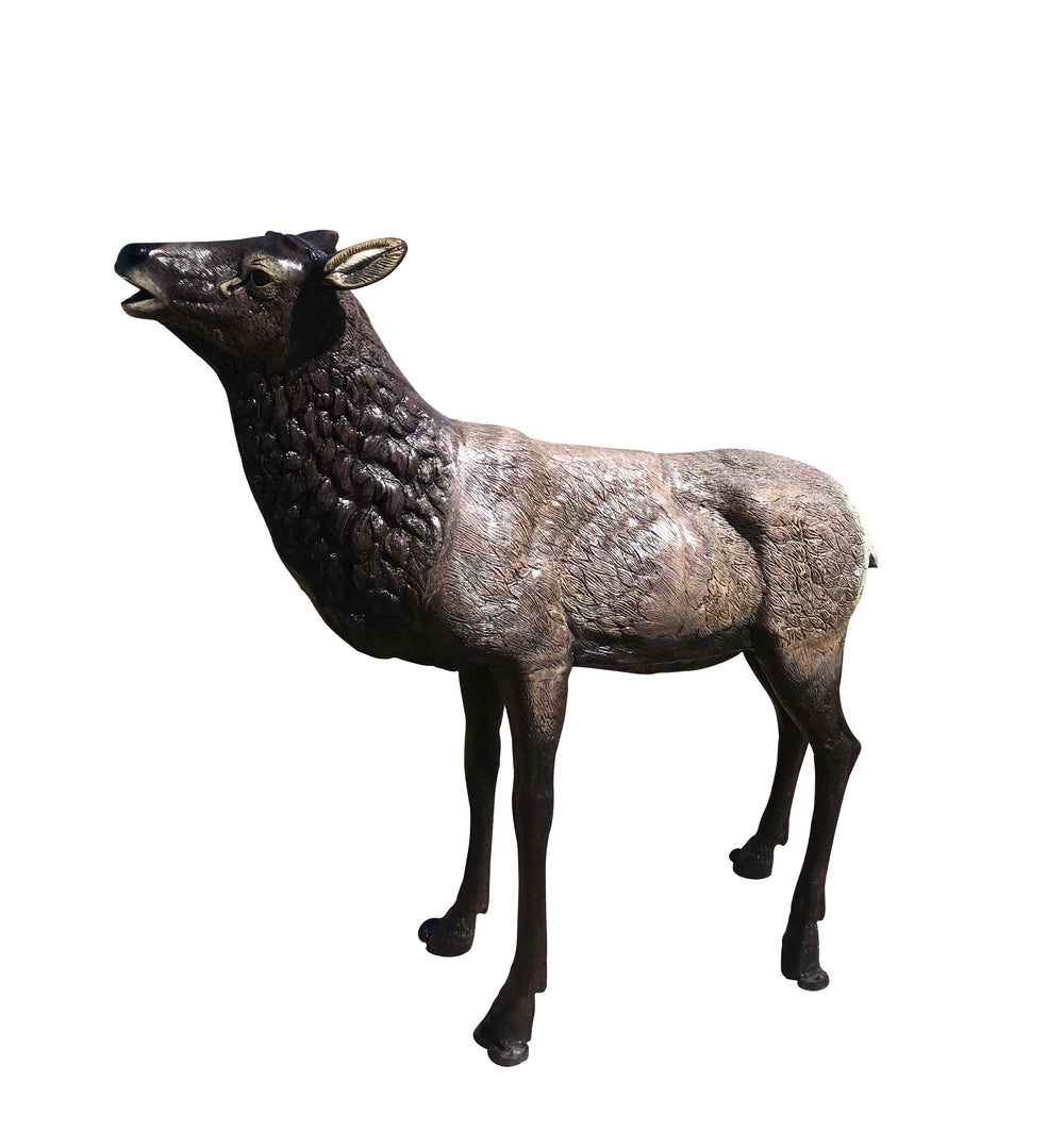 Standing Female Elk without the Base in Natural Color Aluminum Outdoor Statues