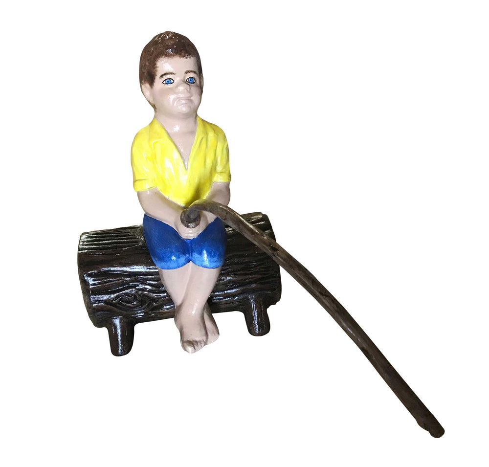 Fishing Boy on a Log Custom Color Aluminum Outdoor/Garden Decor