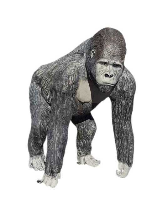 Life Size Gorilla in Natural Color Aluminum Outdoor Statue