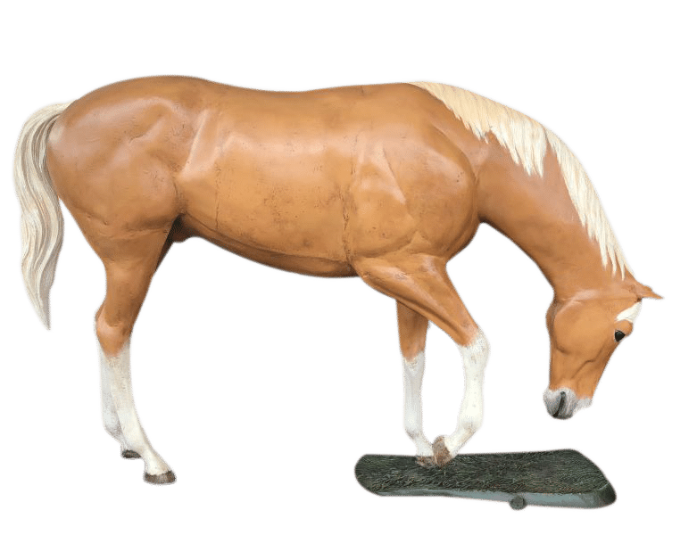 Grazing Horse in Natural Color Aluminum Outdoor Statue