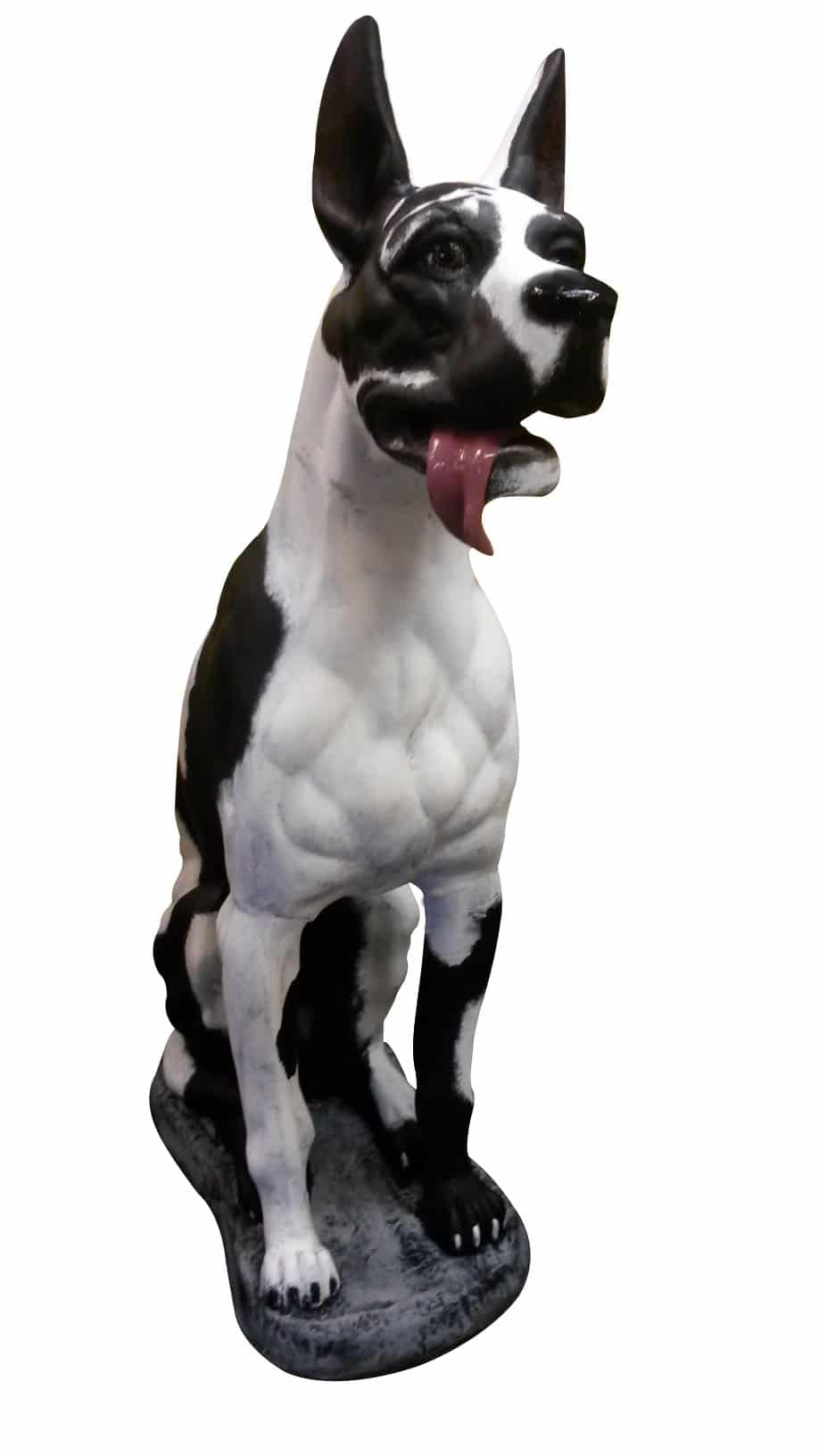 Sitting Great Dane Custom Color (Black & White) Aluminum Statue