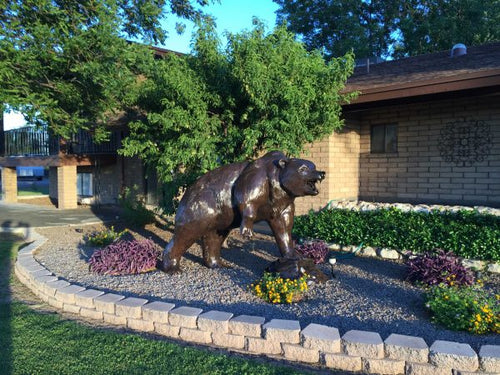 Large Grizzly Bear on the Rock Aluminum Outdoor Statues