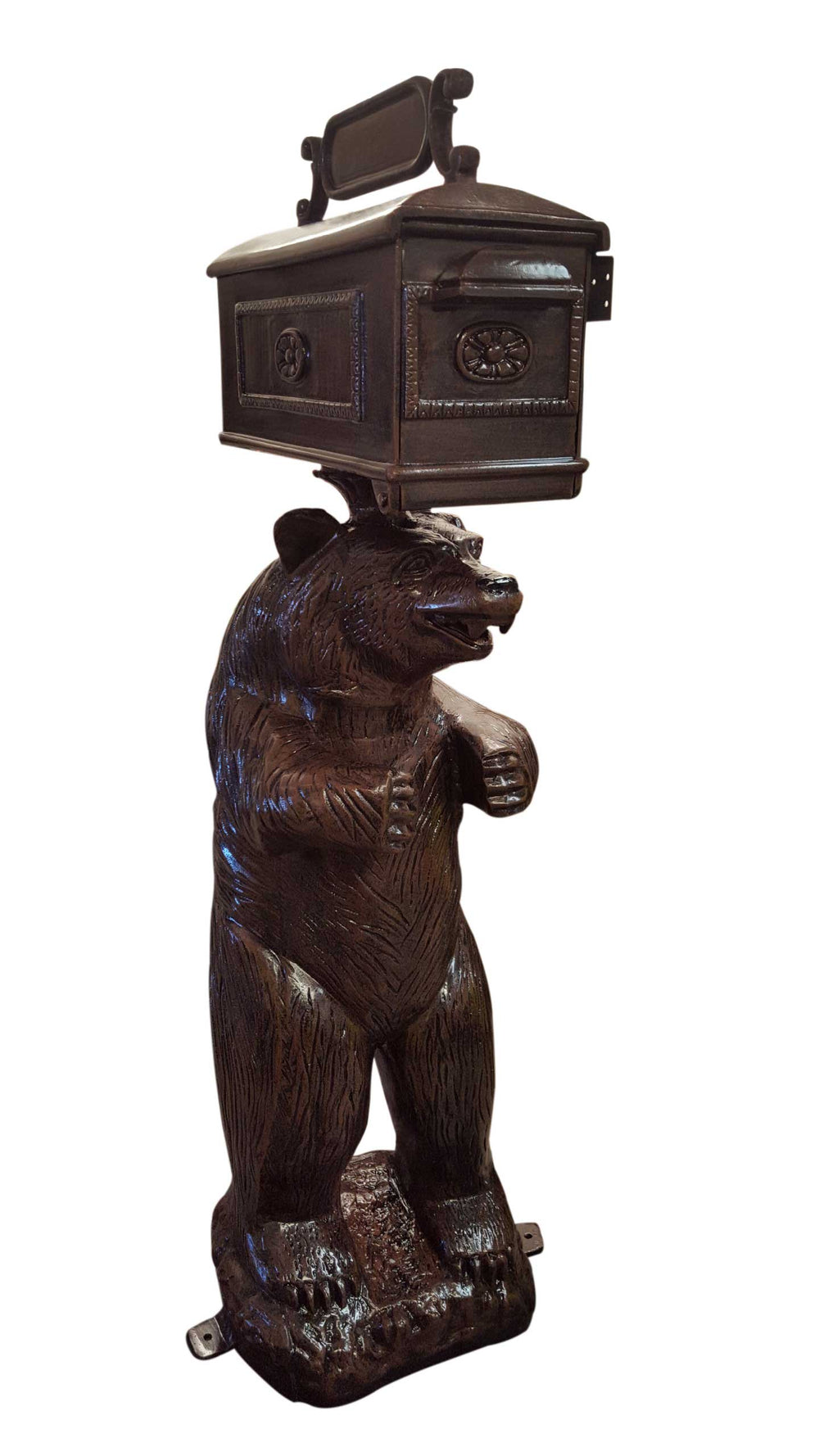 Bear Holding a Mailbox Aluminum Outdoor Statues