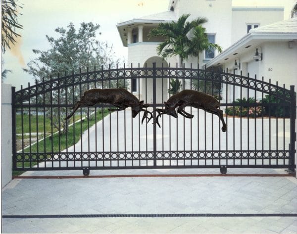 Pair of Jumping Deer Wall Mount Aluminum Outdoor Decor