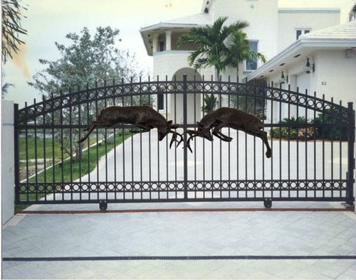 Pair of Jumping Deer Wall Mount Aluminum Outdoor Decor