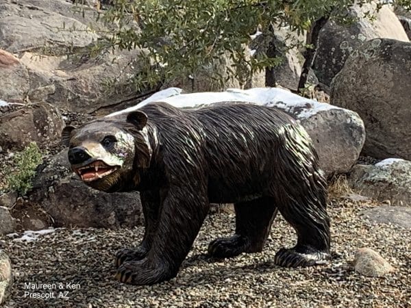 Large Walking Bear in Natural Color Aluminum Outdoor Statues