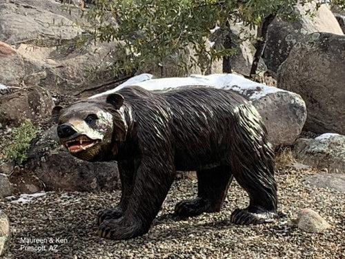 Large Walking Bear in Natural Color Aluminum Outdoor Statues
