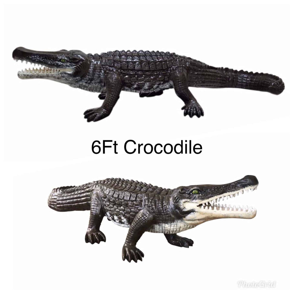 6Ft Large Crocodile in Natural Color Aluminum Garden Statues