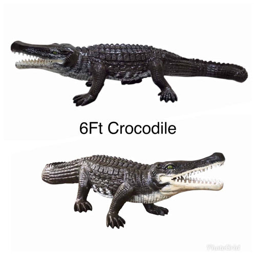 6Ft Large Crocodile in Natural Color Aluminum Garden Statues