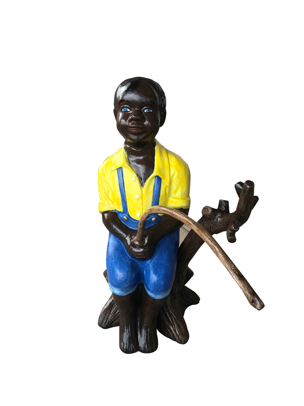 Big Boy Fishing Sitting on a Log Custom Color Aluminum Outdoor Decor