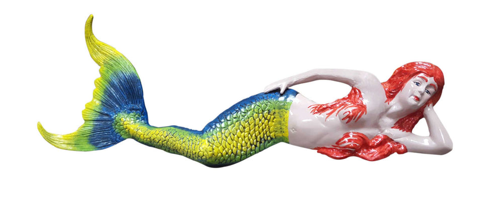 Custom Painted Laying Mermaid on Side Aluminum Garden Statues