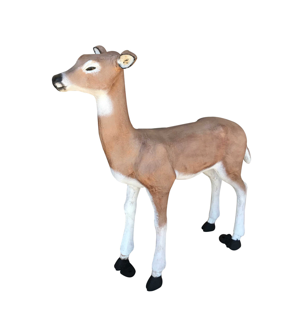 Medium Deer Doe in Natural Color Aluminum Garden Statue