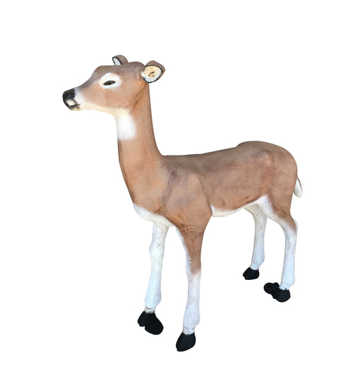 Medium Deer Doe in Natural Color Aluminum Garden Statue