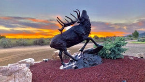 Medium Elk Going Uphill Aluminum Outdoor Decor