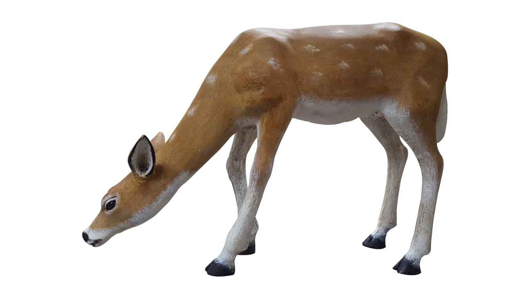 Medium Grazing Deer Doe with Spots In Natural Color Aluminum Garden Decor