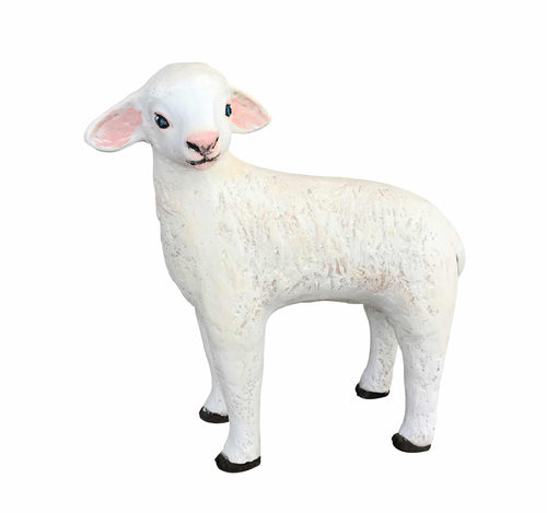White Small Sheep Head Turned Left Aluminum Garden Decor