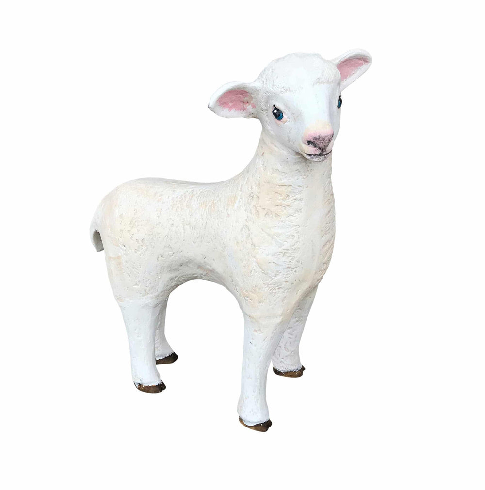 White Small Sheep Head Turned Right Aluminum Garden Decor
